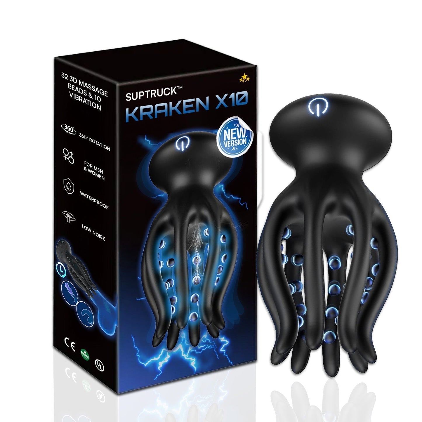 KRAKEN Suptruck⢠X10 Unisex 360° Vibrator 32 Massage Beads & 10 Modes