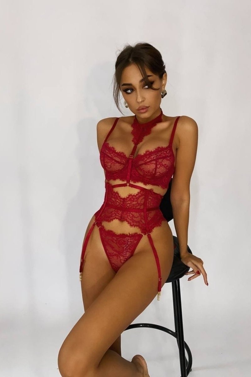 Five-piece women's lingerie set - MOON Red
