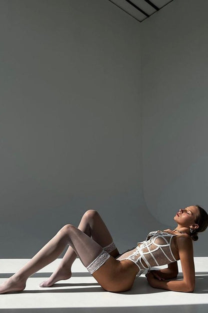 Lace bodysuit with thigh loop - AUDACE