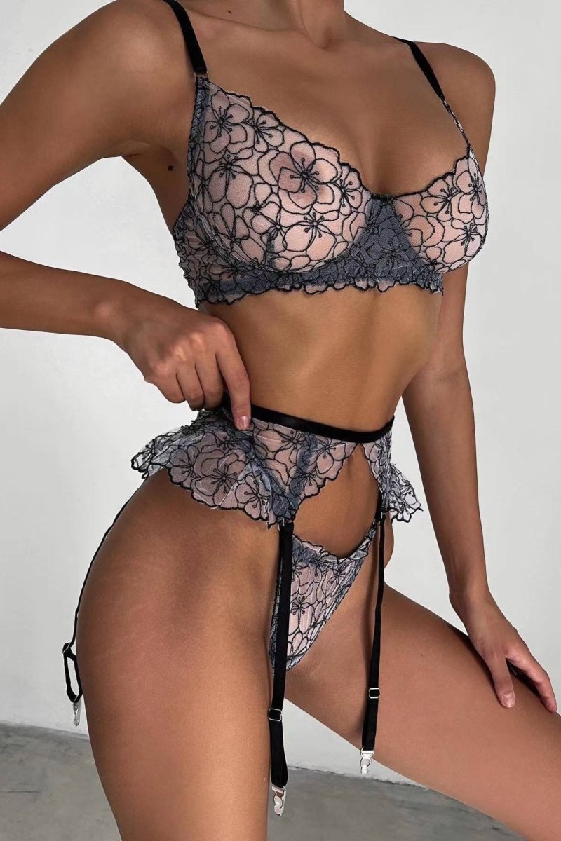 Three-piece lace set - MERCY Gray