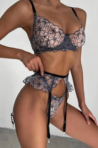 Three-piece lace set - MERCY Gray