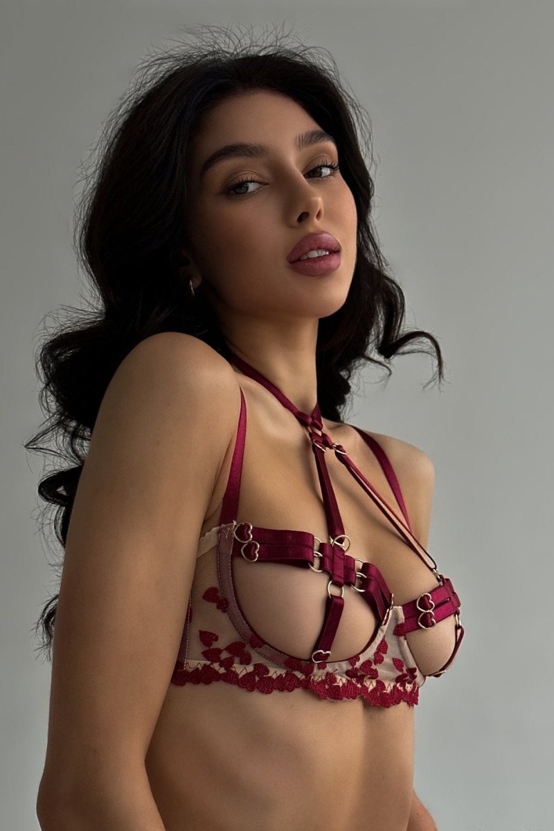 Four-piece lingerie set with thigh loop - AURORA