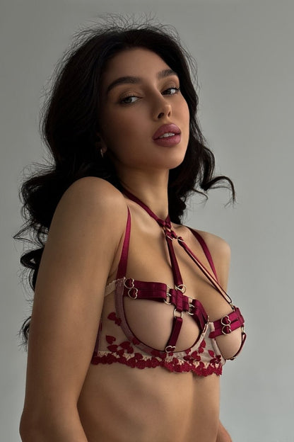 Four-piece lingerie set with thigh loop - AURORA
